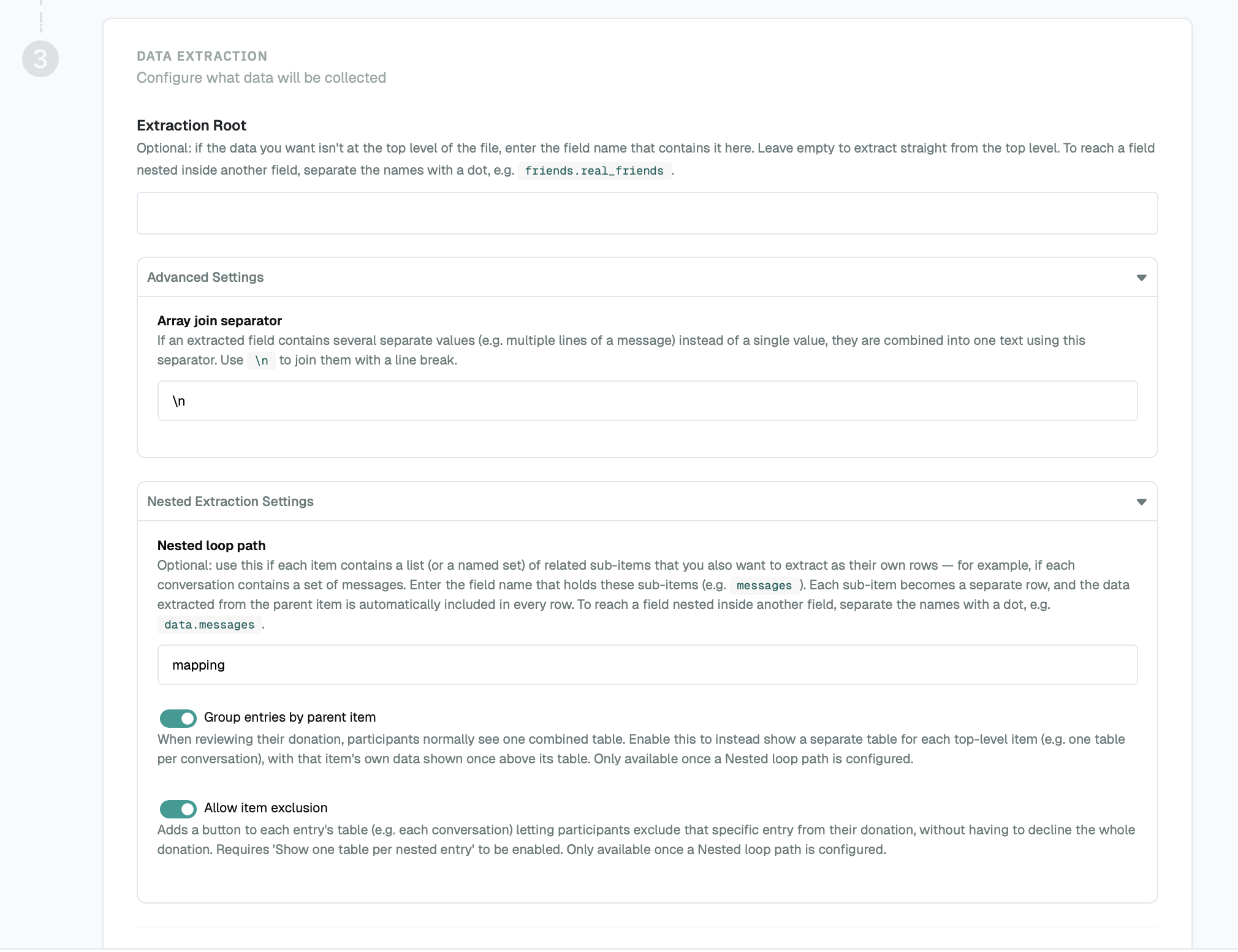DDM: Nested Extraction Settings for ChatGPT